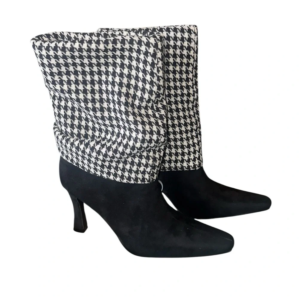 NEW NEW YORK & COMPANY Kalissa Tall Convertible Stiletto Boot Houndstooth 7